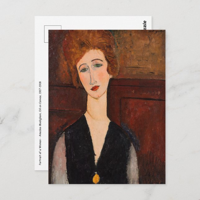 Amedeo Modigliani - Portrait einer Frau Postkarte (Vorne/Hinten)