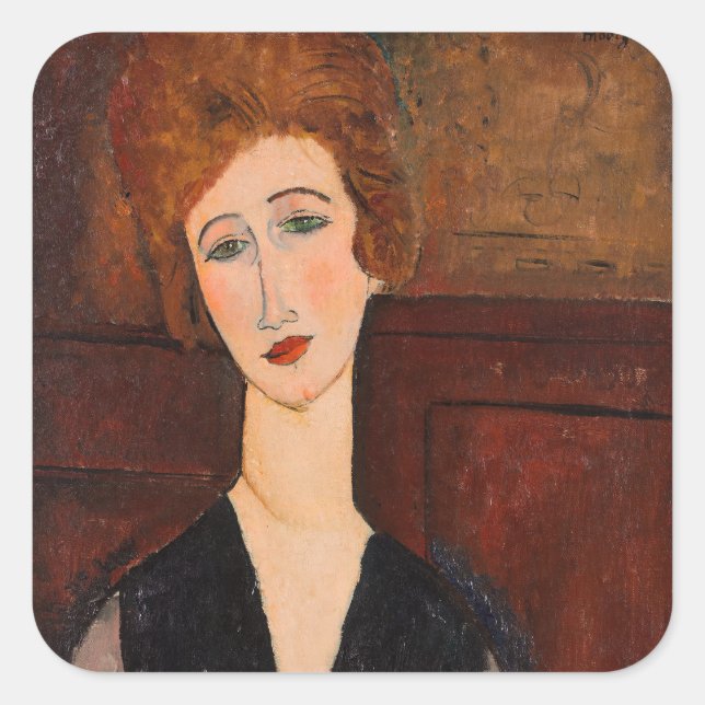 Amedeo Modigliani - Portrait einer Frau Quadratischer Aufkleber (Vorderseite)