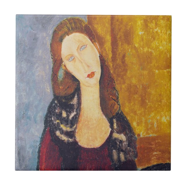 Amedeo Modigliani - Portrait Jeanne Hebuterne #2 Fliese (Vorderseite)