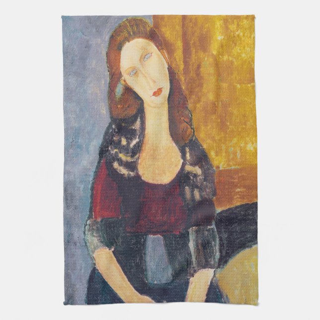 Amedeo Modigliani - Portrait Jeanne Hebuterne #2 Geschirrtuch (Vertikal)