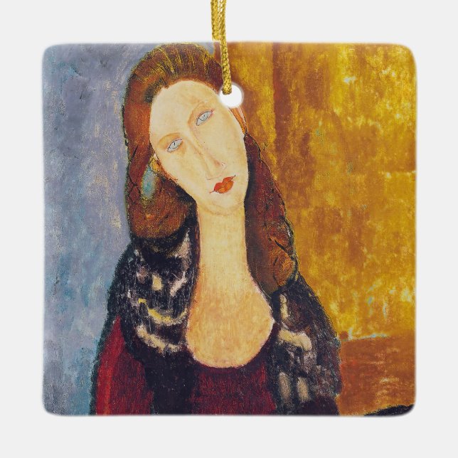 Amedeo Modigliani - Portrait Jeanne Hebuterne #2 Keramikornament (Vorderseite)