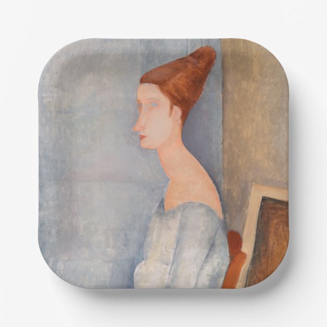 Amedeo Modigliani - Portrait Jeanne Hebuterne #3 Pappteller (Vorderseite)