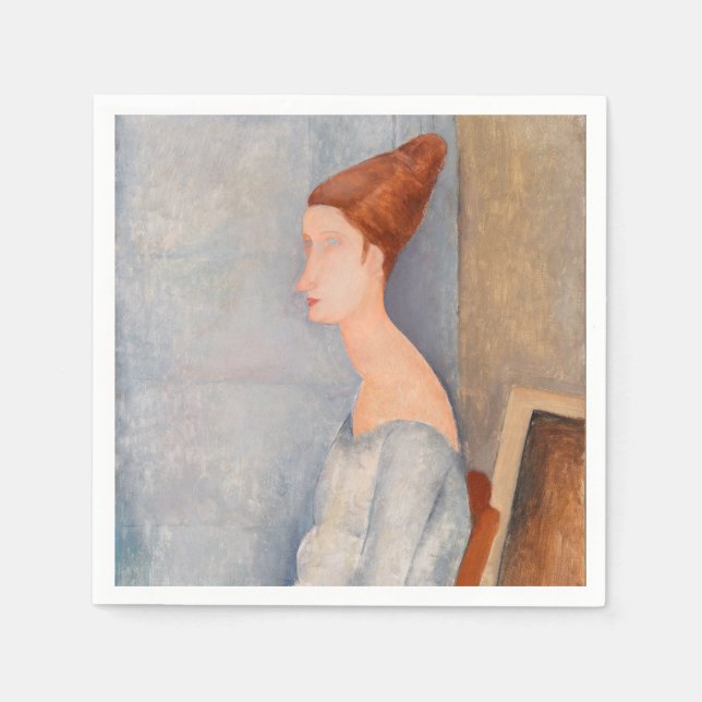 Amedeo Modigliani - Portrait Jeanne Hebuterne #3 Serviette (Vorderseite)