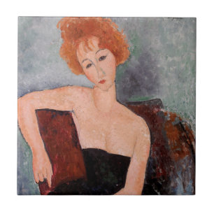 Amedeo Modigliani - Rothaarige Girl Abend Dress Fliese