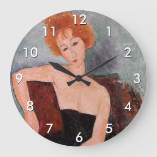 Amedeo Modigliani - Rothaarige Girl Abend Dress Große Wanduhr