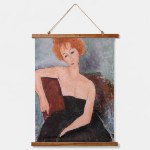 Amedeo Modigliani - Rothaarige Girl Abend Dress Wandteppich Mit Holzrahmen