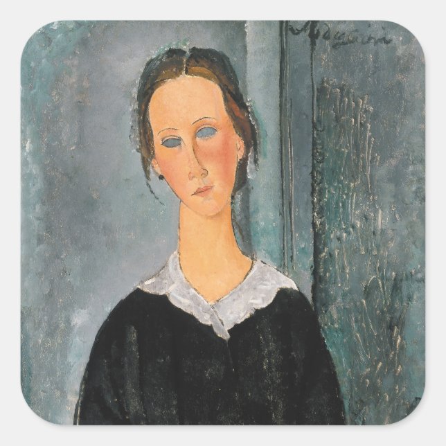 Amedeo Modigliani - Servant Girl Quadratischer Aufkleber (Vorderseite)