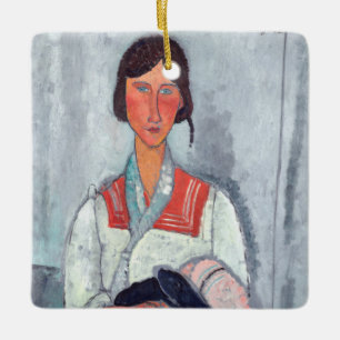 Amedeo Modigliani - Sinti und Roma Woman mit Baby Keramikornament