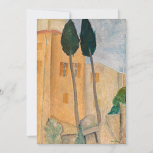 Amedeo Modigliani - Zypressen und Häuser in Cagnes Dankeskarte