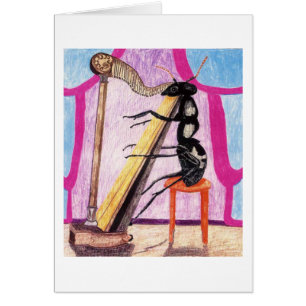 Ameise Daphne spielt die Harfe