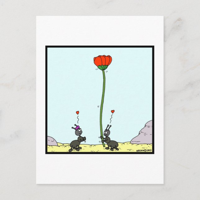 Ameise in Liebe: Ant Cartoon Postkarte (Vorderseite)