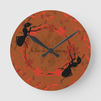 Ameise, positive Affirmation ,inspirierender Satz Runde Wanduhr