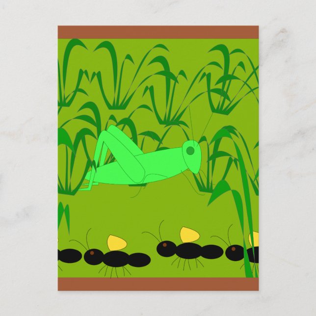 Ameise und Grasshopper Postkarte (Vorderseite)