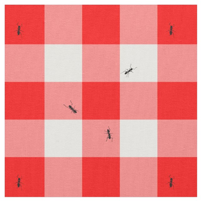 Ameisen auf den Gingham-Karos lebensgroß Stoff (Nahaufnahme)