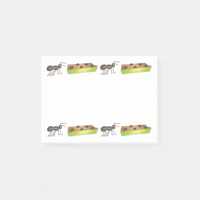 Ameisen auf einem Log und Celery Snack Food Picnic Post-it Klebezettel (Vorderseite)