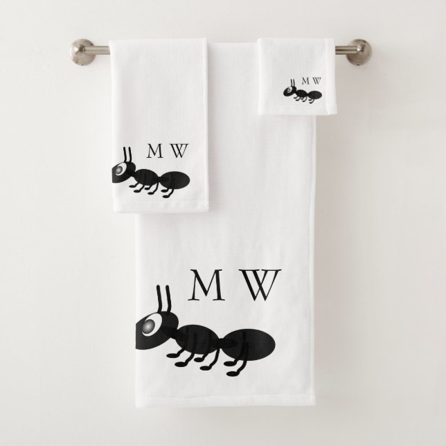 Ameisen-Design-Monogramm Badhandtuch Set (Insitu)