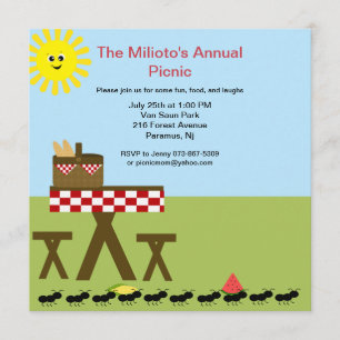 Ameisen kommen Picnic herein marschierend Einladung