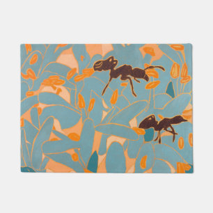 Ameisen mit blauen Blumen Australische Flora Fußmatte