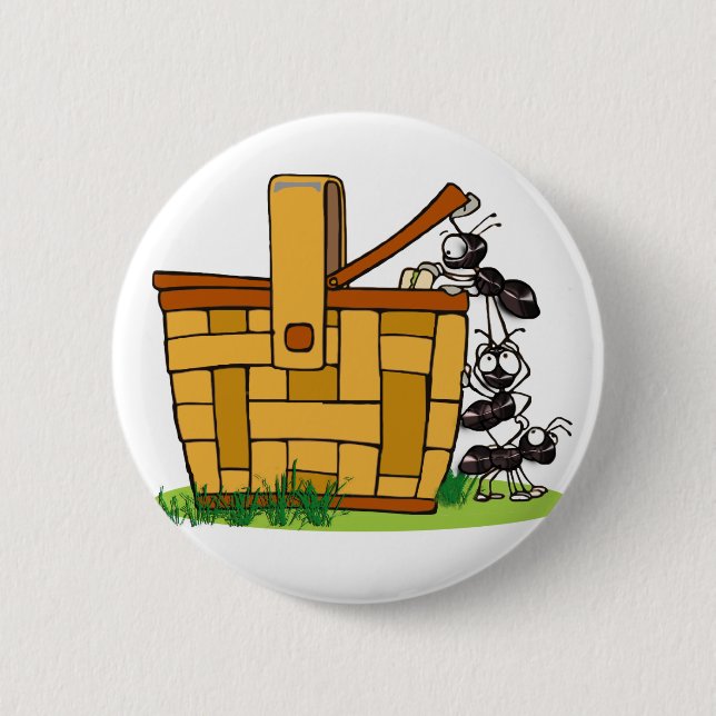 Ameisen-Picknick-Korb Button (Vorderseite)