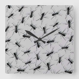 Ameisen überall quadratische wanduhr