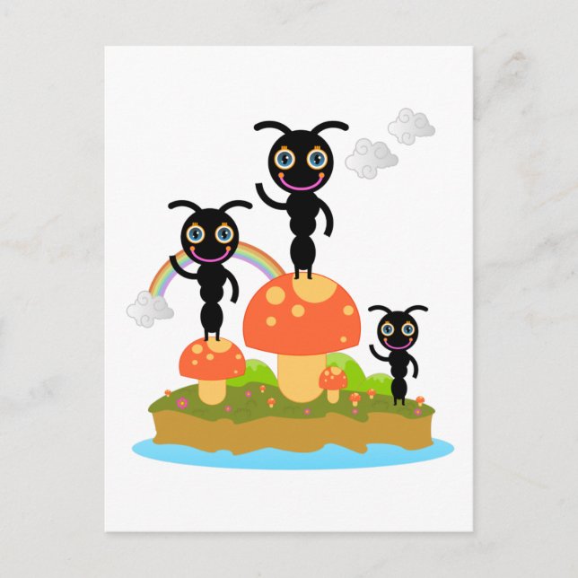 Ameisen und Pilze Postkarte (Vorderseite)