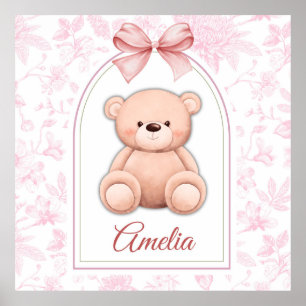 Amelia   Benutzerdefiniertes rosa Teddy-Bär-Kinder Poster