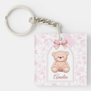 Amelia   Benutzerdefiniertes rosa Teddy-Bär-Kinder Schlüsselanhänger