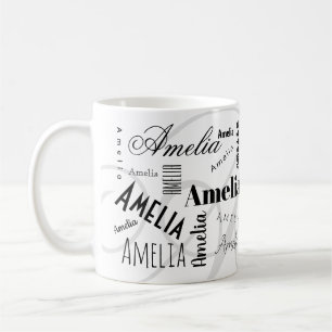 Amelia Benutzername Schwarz Weiß Kaffeetasse