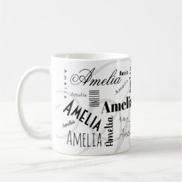 Amelia Custom Name  Black White Coffee Mug Kaffeetasse