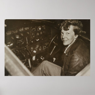 Amelia Earhart Candid Airplane Cockpit Foto 1937 Poster