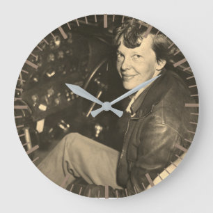Amelia Earhart Flugzeug Cockpit Foto 1937  Große Wanduhr