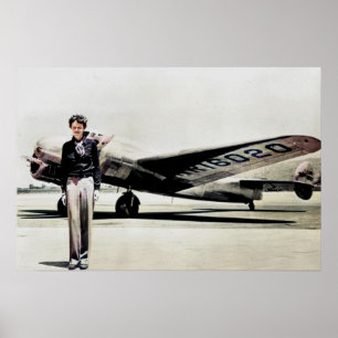 Amelia Earhart Lockheed Electra C 1937 kolorisiert Poster