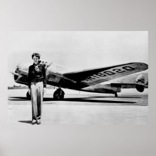 Amelia Earhart Lockheed Electra C 1937 S & W Poster