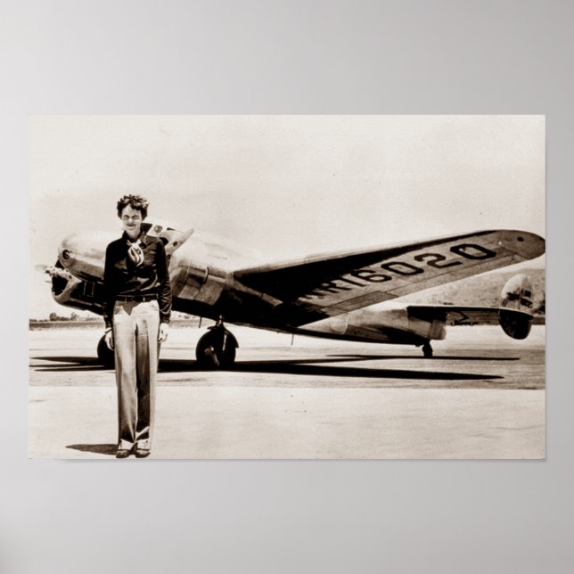 Amelia Earhart Lockheed Electra C 1937 Sepia Poste Poster (Vorne)
