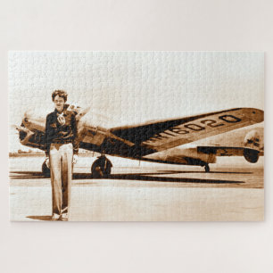 Amelia Earhart Lockheed Electra Circa 1937 Sepia Puzzle