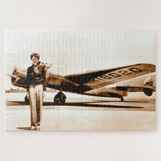 Amelia Earhart Lockheed Electra Circa 1937 Sepia Puzzle