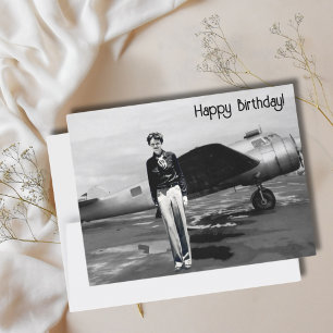 Amelia Earhart Schwarz Weiß Foto, Luftfahrt Geburt Postkarte