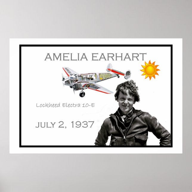 Amelia Earhart und ihr Lockheed Electra-Flugzeug Poster (Vorne)