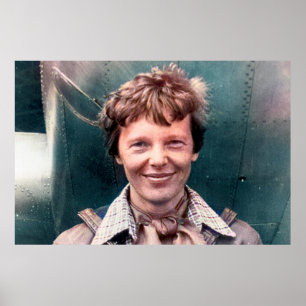 Amelia Earhart und ihre Lockheed Electra Colorized Poster