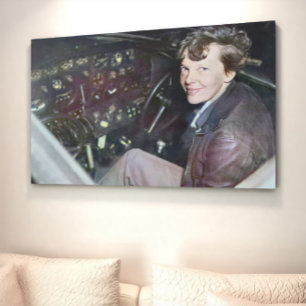Amelia Earhart Ungezwungenes Flugzeug-Cockpit-Foto Poster