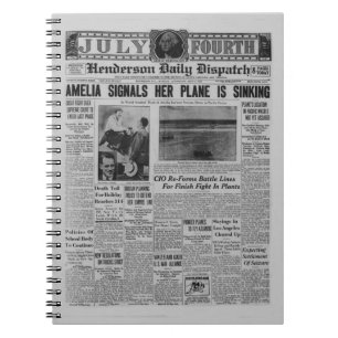 Amelia Earhart Vintage Zeitungsgeschichte Notizblock