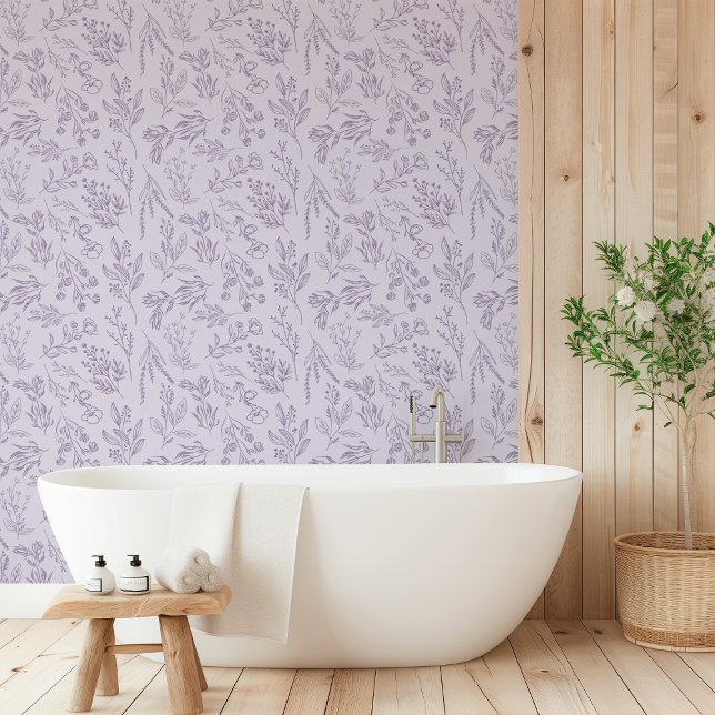 AMELIA Floral Botanische Blume Lavendel Lila Tapete (AMELIA Floral Botanical Flower Lavender Purple Wallpaper)