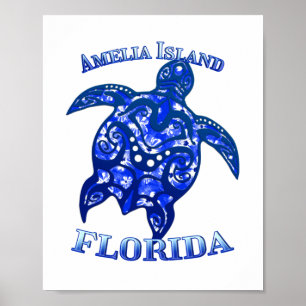 Amelia Florida Vacation Tribal Turtle Poster