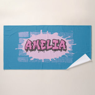 AMELIA Ihr Name Girls Pink Graffiti Hip Hop Badehandtuch