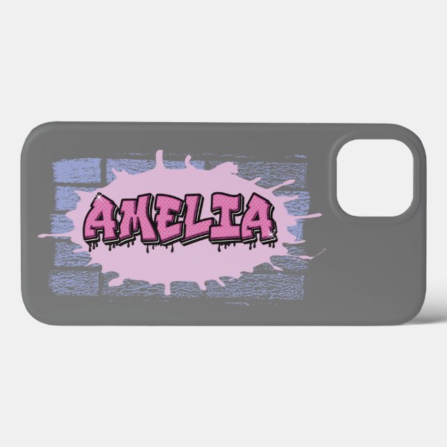 AMELIA Ihr Name Girls Pink Graffiti Hip Hop Case-Mate iPhone Hülle (Rückseite (Horizontal))