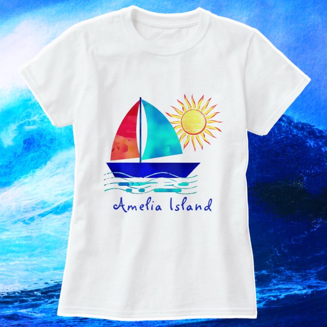 Amelia Insel Florida Urlaub Wassersportler T-Shirt (Beautiful Amelia Island Sun and Sail Vacation shirt. Color choices available.)