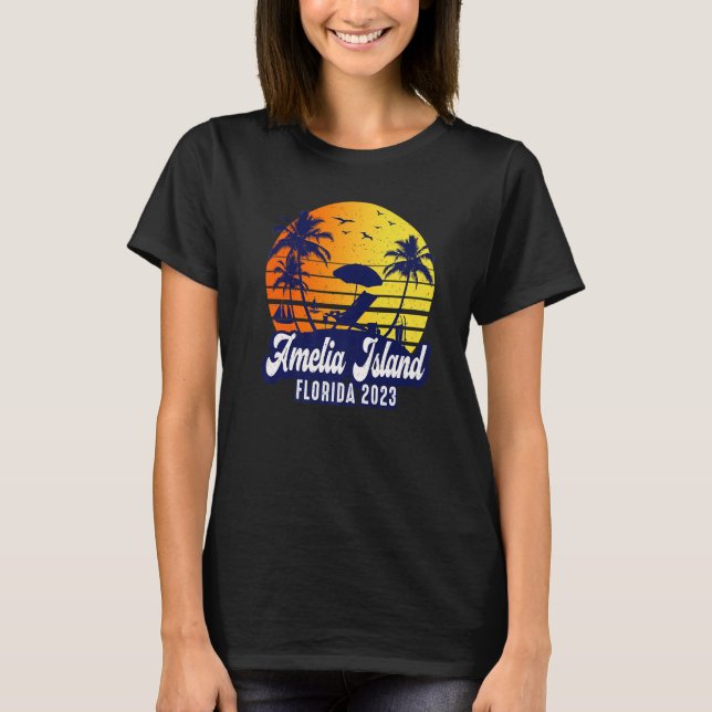 Amelia Island 2023 Florida Sunset Beach Retro Prem T-Shirt (Vorderseite)