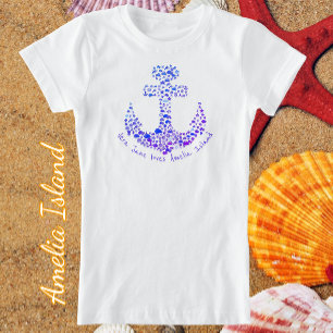 Amelia Island FL Sea Creatures Anchor and Name T-Shirt