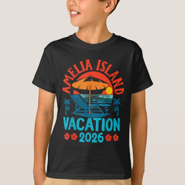 Amelia Island Florida 2026 Vacation Beach Summer V T-Shirt (Vorderseite)