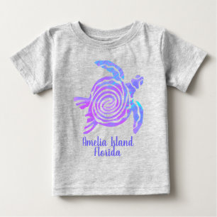 Amelia Island Florida Color Blast Sea Turtle Baby T-shirt